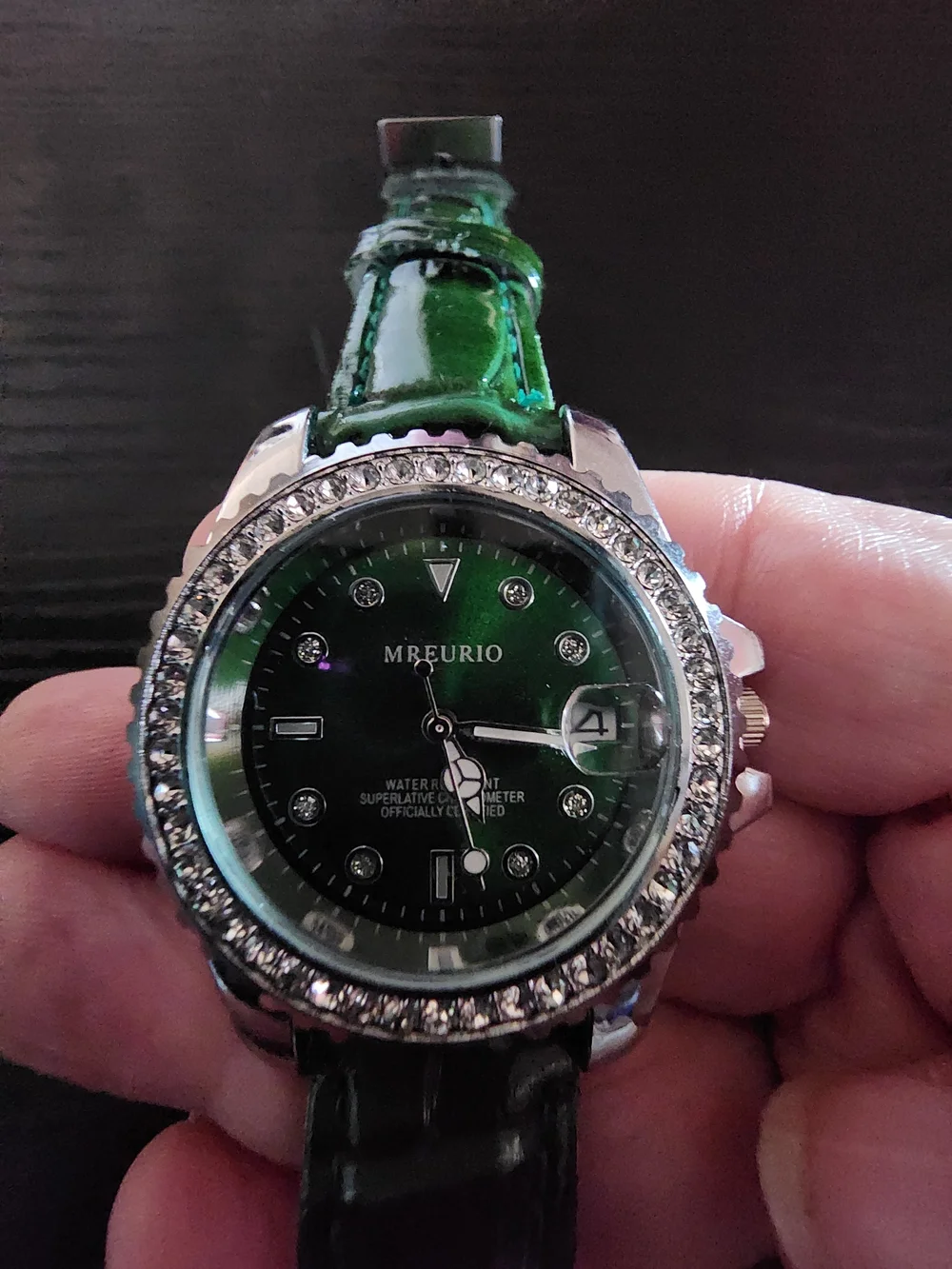 Emerald Green Crystal Bezel Women's Watch